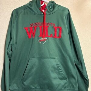 NHL Minnesota Wildcats Hoodie Red and Green Apparel Tag
